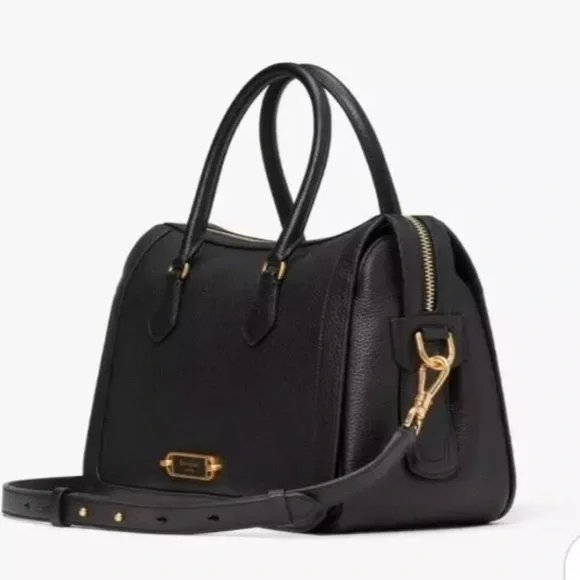 Kate Spade NWT Gramercy Black Peppled Leather Satchel Crossbody Bag - Picture 3 of 13